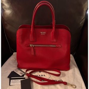 PRADA Saffiano Leather Red Handbag